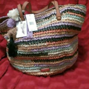 Jessica Simpson multicolored straw tote